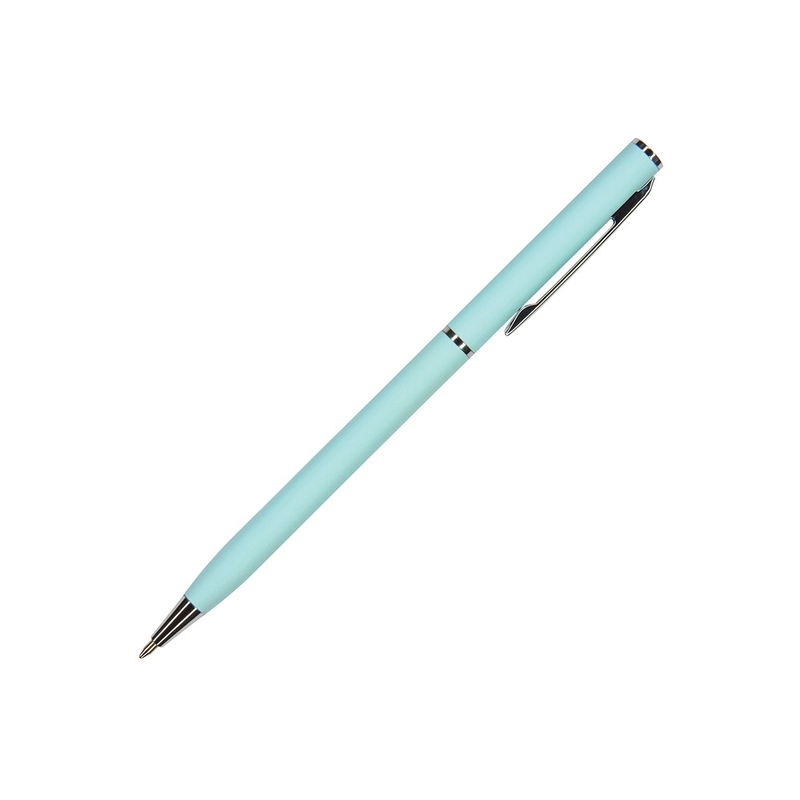 Ручка шариковая автоматическая BrunoVisconti® "PALERMO" цвет корпуса голубой, soft-touch, 0.7 мм с логотипом