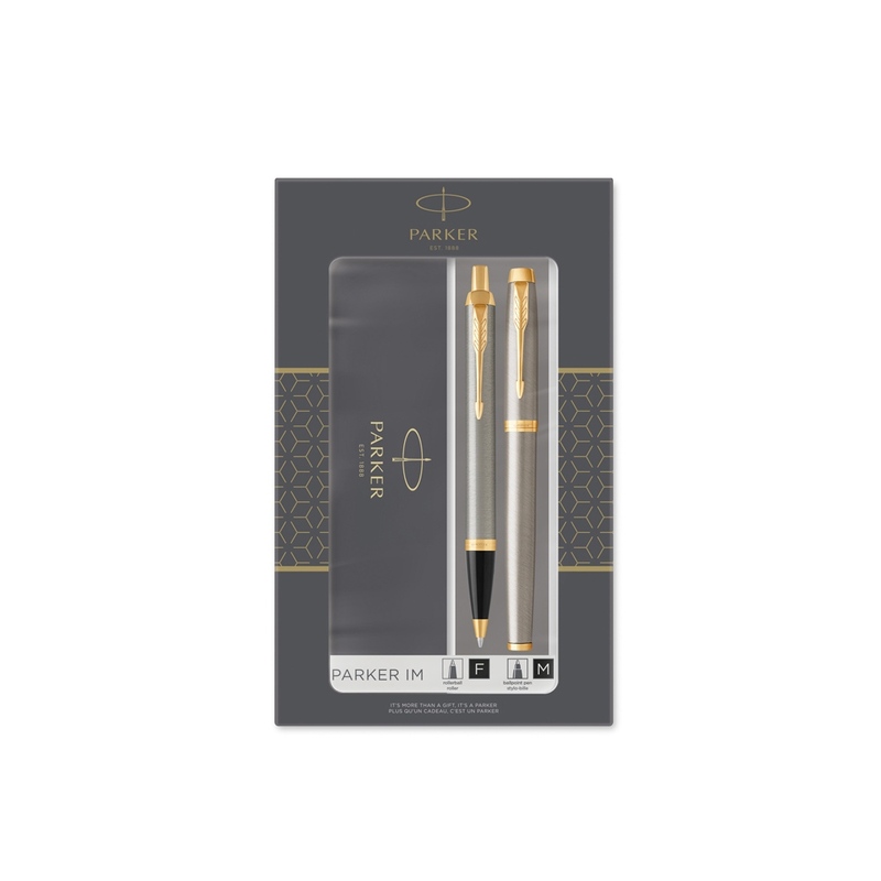 Набор «Parker IM Core Brushed Metal GT»: ручка шариковая, ручка роллер с логотипом