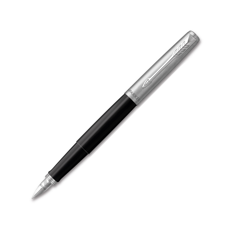 Перьевая ручка Parker Jotter Black CT, перо:F, цвет чернил: blue, в подарочной упаковке. с логотипом