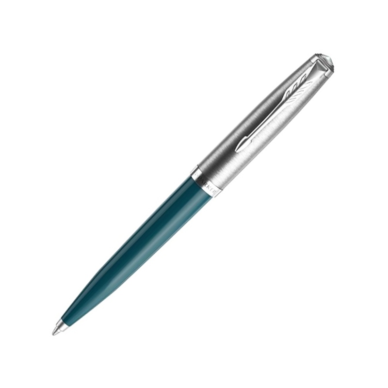 Шариковая ручка Parker 51 CORE TEAL BLUE CT, стержень: M, цвет чернил: black, в подарочной упаковке. с логотипом
