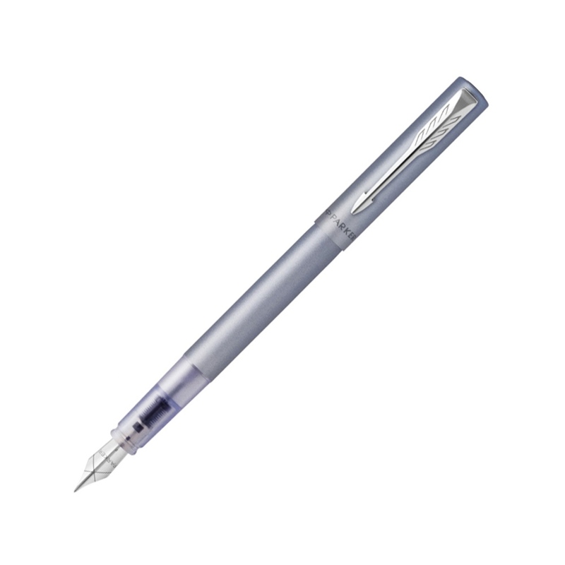 Перьевая ручка Parker Vector XL Silver Blue CT, цвет чернил blue, перо: F/M, в подарочной упаковке. с логотипом