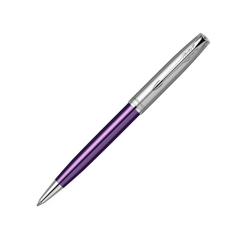 Шариковая ручка Parker Sonnet Essentials Violet SB Steel CT, цвет чернил black, перо: M, в подарочной упаковке. с логотипом