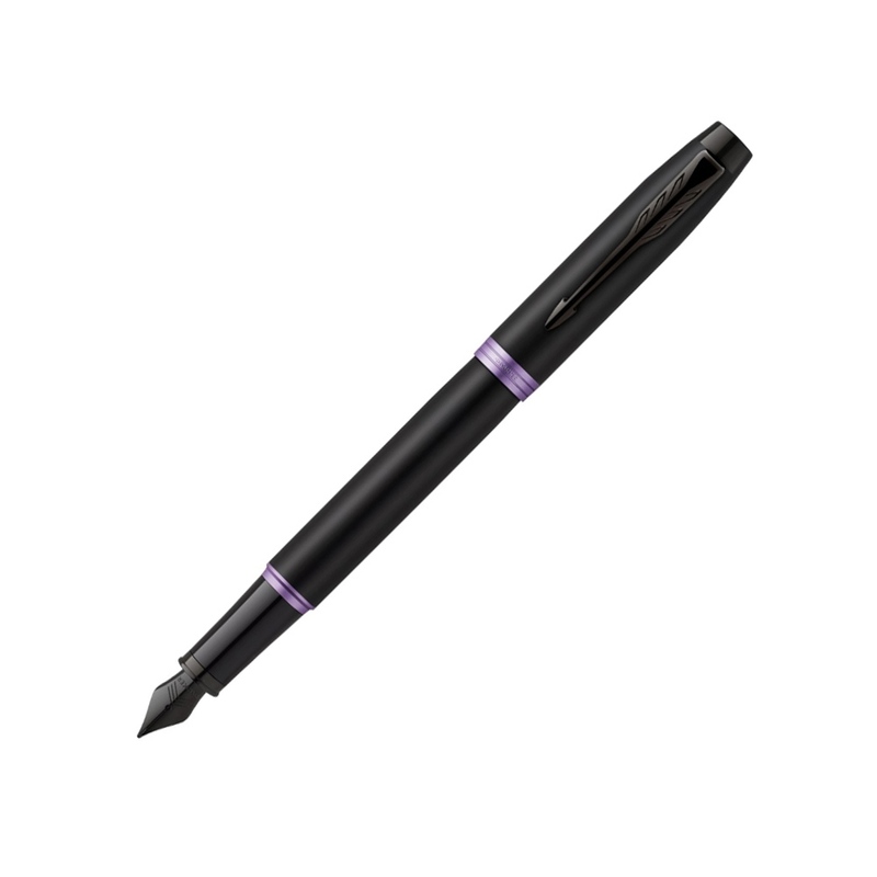Перьевая ручка Parker IM Vibrant Rings Flame Amethyst Purple, стержень:F, цвет чернил: blue, в подарочной упаковке. с логотипом