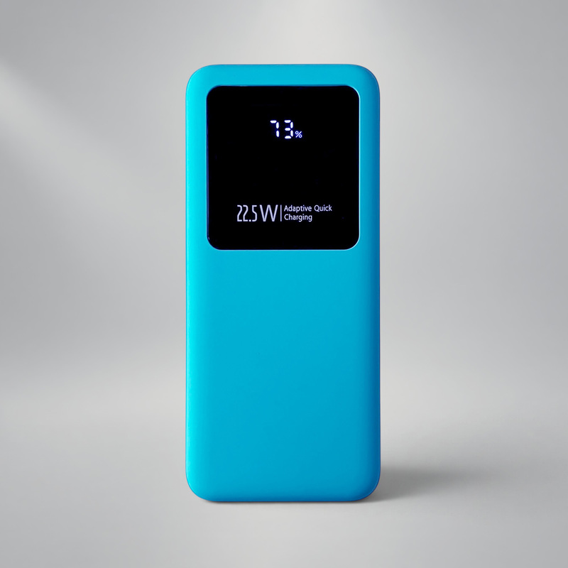 Внешний аккумулятор Kris soft touch, 10000mAh (Голубой) с логотипом