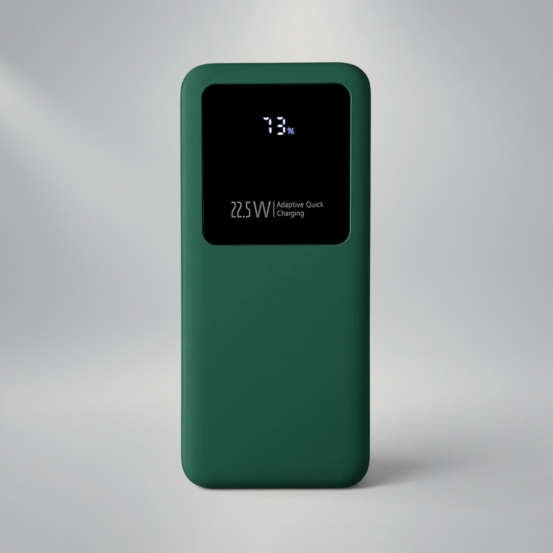 Внешний аккумулятор Kris soft touch, 10000mAh (Тёмно-зелёный) с логотипом