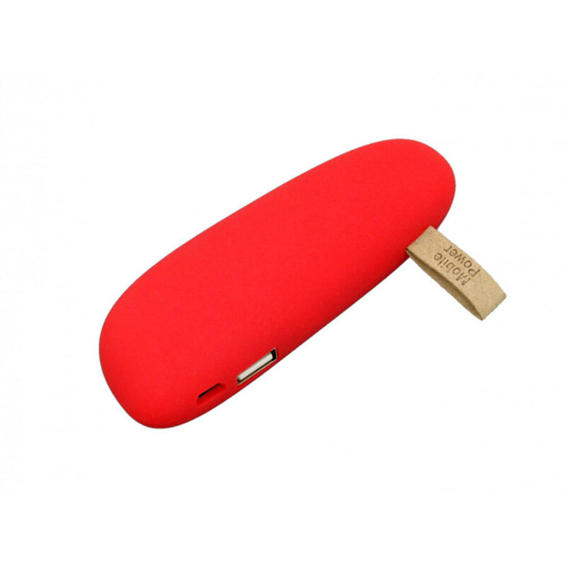 PB_Small_stone Универсальное зарядное устройство power bank в форме камня. 2600MAH. Красный с логотипом