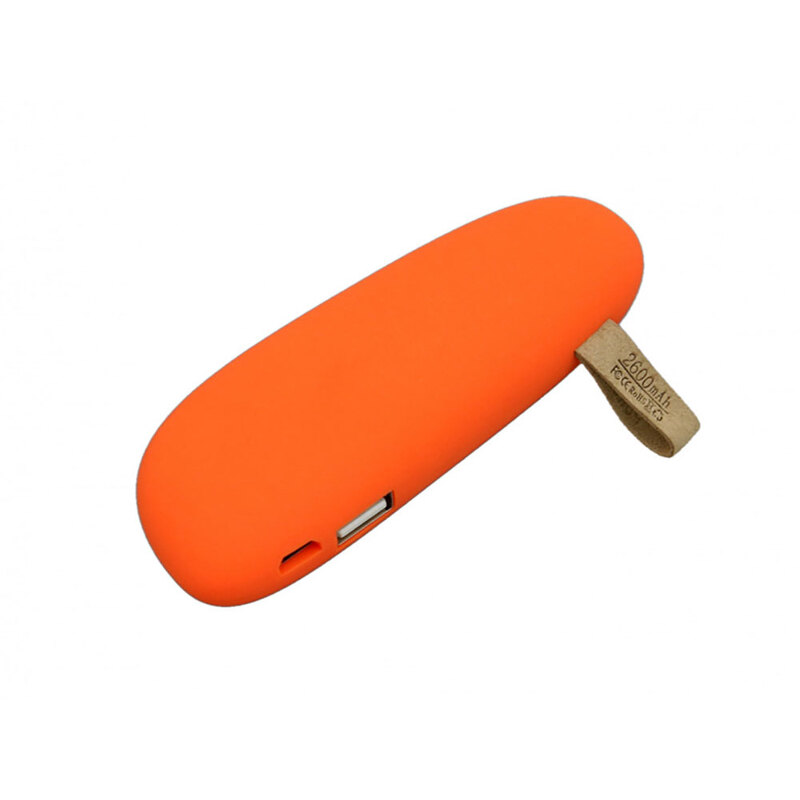 PB_Small_stone Универсальное зарядное устройство power bank в форме камня. 2600MAH. Оранжевый с логотипом