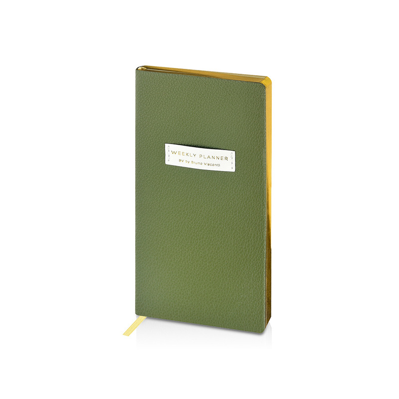 Еженедельник недатированный А6 "Verde" с нашивкой, зеленый с логотипом