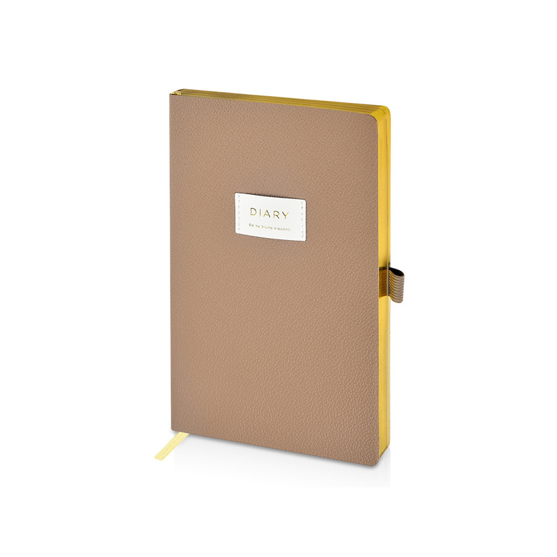 Ежедневник недатированный А5 "Total beige" с нашивкой, бежевый с логотипом
