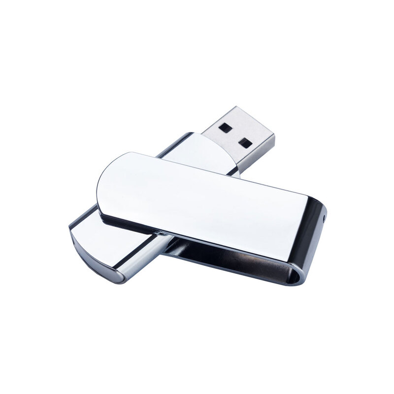 USB-флешка металлическая поворотная на 64 ГБ 3.0, глянец с логотипом