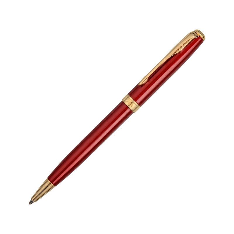 Ручка шариковая Parker модель SON13 RED GT BP F.BLK GB, красный/золотистый с логотипом