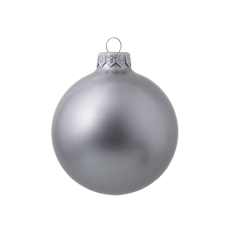 Стеклянный елочный шар "Christmas bauble", серебро, металлик, с серебристым колпачком в черной коробке с логотипом