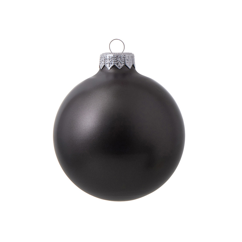 Стеклянный елочный шар "Christmas bauble", черный металлик, с серебристым колпачком в черной коробке с логотипом
