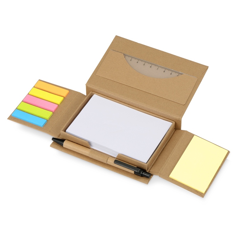 Канцелярский набор для записей "Stick box", натуральный с логотипом