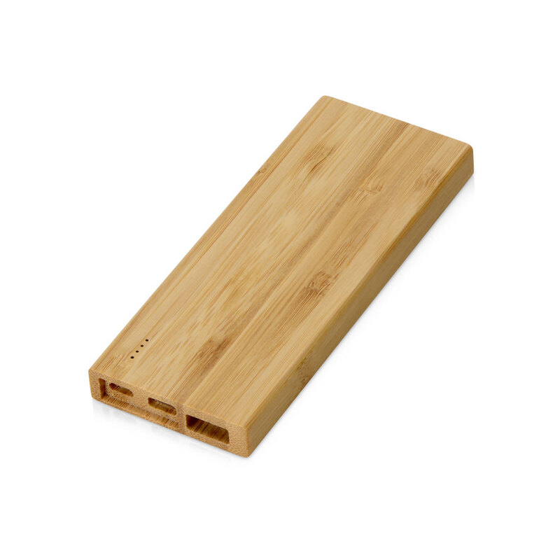 Внешний аккумулятор из бамбука "Bamboo", 5000 mAh с логотипом