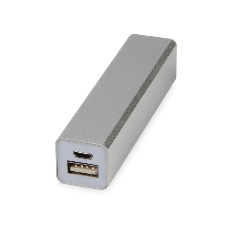 Портативное зарядное устройство "Брадуэлл", 2200 mAh, серебристый с логотипом