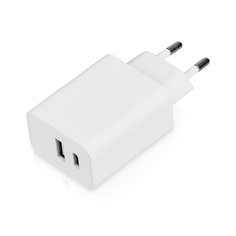 Сетевое зарядное устройство c выходами USB-A и USB-C «Recharger», 10 Вт, белый с логотипом
