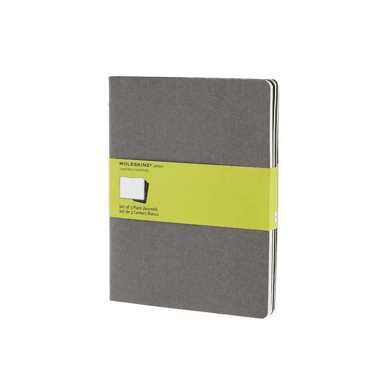 Записная книжка Moleskine Cahier (нелинованный, 3 шт.), ХLarge (19х25см), серый с логотипом