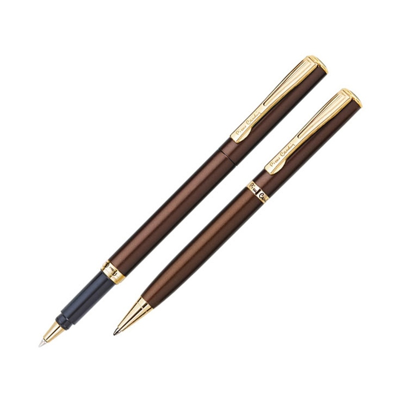 Набор Pierre Cardin PEN&PEN: ручка шариковая + роллер. Цвет - коричневый. Упаковка Е. с логотипом