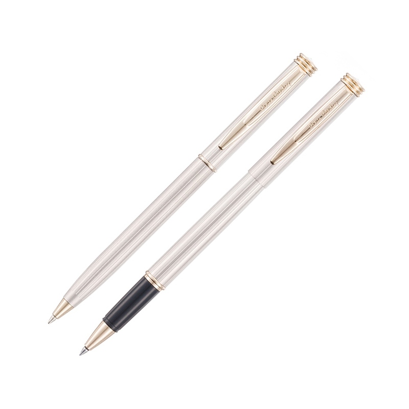 Набор Pierre Cardin PEN&PEN: ручка шариковая + роллер. Цвет - серебристо-бежевый. Упаковка Е. с логотипом