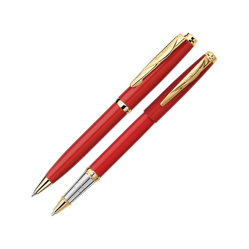 Набор Pierre Cardin PEN&PEN: ручка шариковая + роллер. Цвет - красный. Упаковка Е. с логотипом