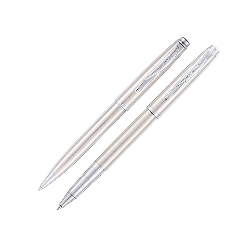 Набор Pierre Cardin PEN&PEN: ручка шариковая + роллер. Цвет - серебристый. Упаковка Е. с логотипом