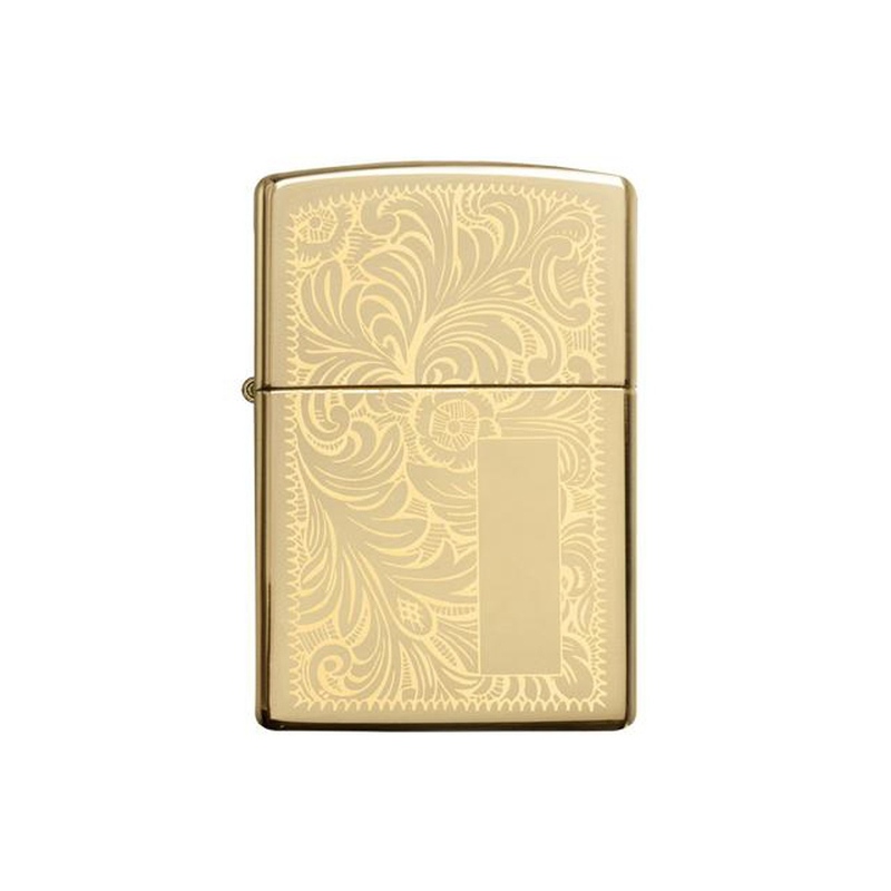 Зажигалка ZIPPO Venetian с покрытием High Polish Brass, латунь/сталь, золотистая, 38x13x57 мм с логотипом