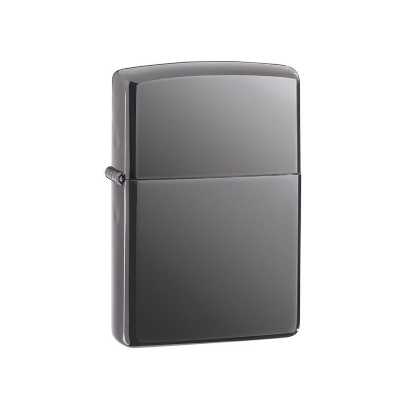 Зажигалка ZIPPO Classic с покрытием Black Ice, латунь/сталь, чёрная, глянцевая, 38x13x57 мм с логотипом