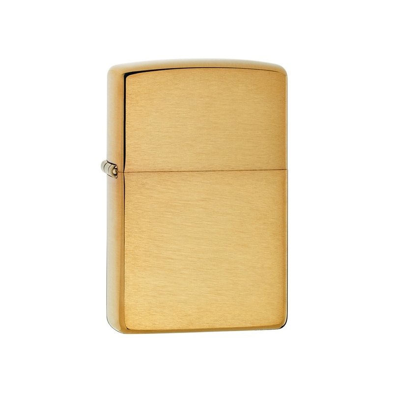Зажигалка ZIPPO с покрытием Brushed Brass, латунь/сталь, золотистая, матовая, 38x13x57 мм с логотипом