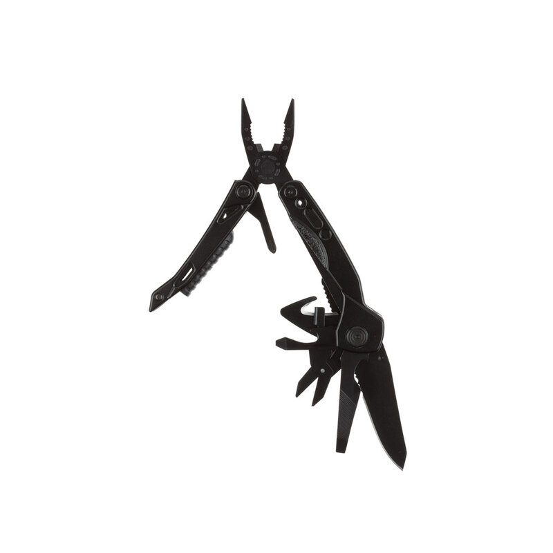 Мультитул Stinger, 105x45 мм, 13 функций, сталь, чёрный, в комплекте 9 насадок и нейлоновый чехол с логотипом