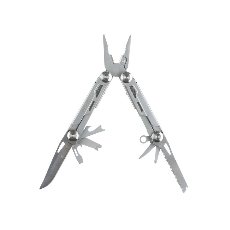 Мультитул Stinger, 105x45 мм, 12 функций, сталь, серебристый, в комплекте нейлоновый чехол с логотипом