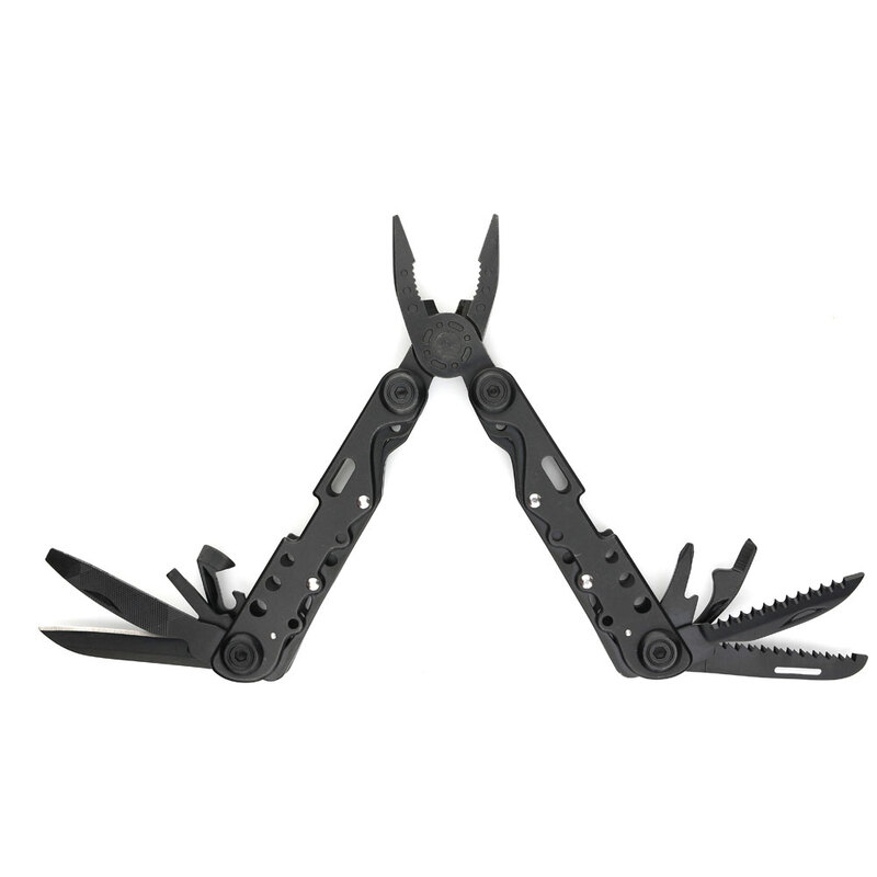 Мультитул Stinger, 105x40 мм, 13 функций, сталь, чёрный, в комплекте нейлоновый чехол с логотипом