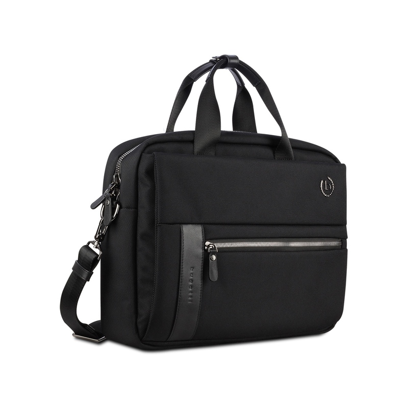 Портфель мужской BUGATTI НЕРО | NERO 15'', чёрный, нейлон 1680D/кожа, 42х10х30 см с логотипом