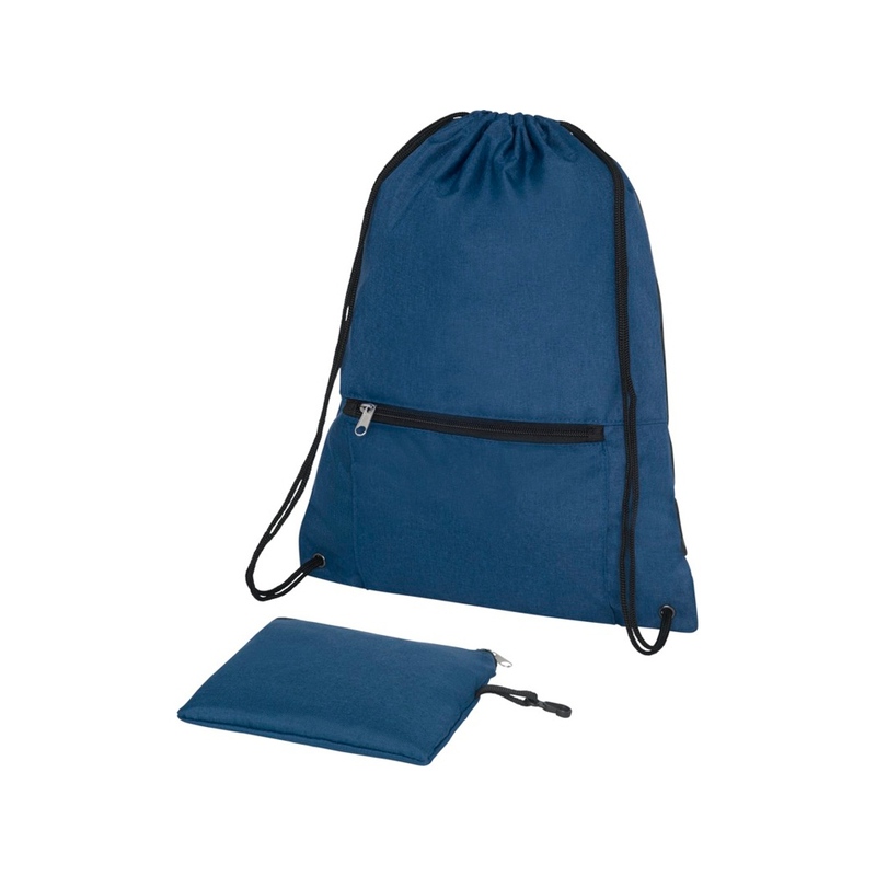 Складной рюкзак со шнурком Hoss, heather navy с логотипом