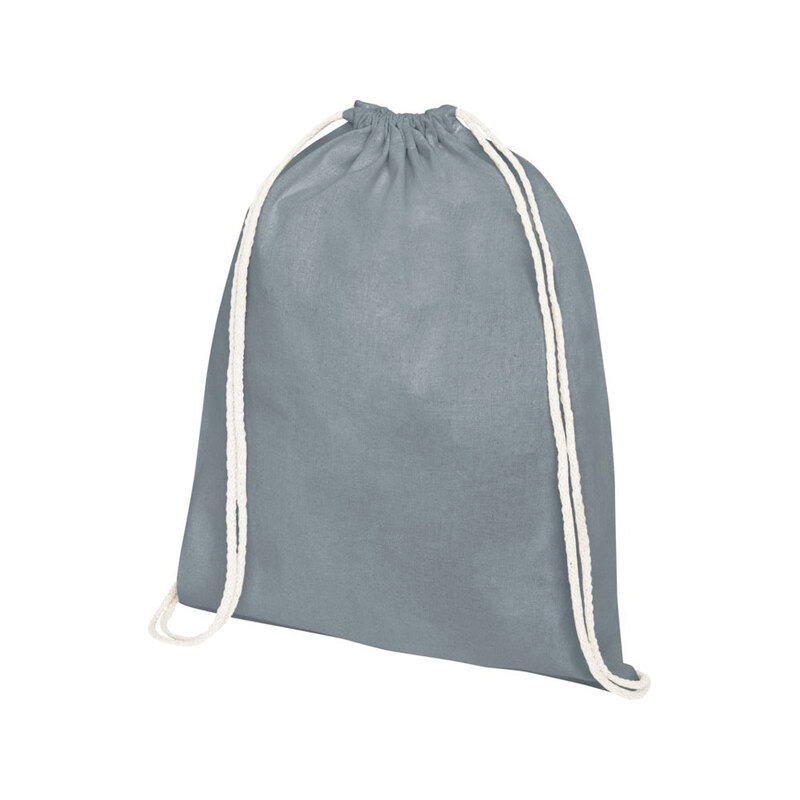 Рюкзак со шнурком Tenes из хлопка плотностью 140 г/м2, серый с логотипом
