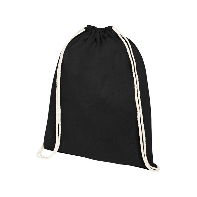 Рюкзак со шнурком Tenes из хлопка плотностью 140 г/м2, черный с логотипом