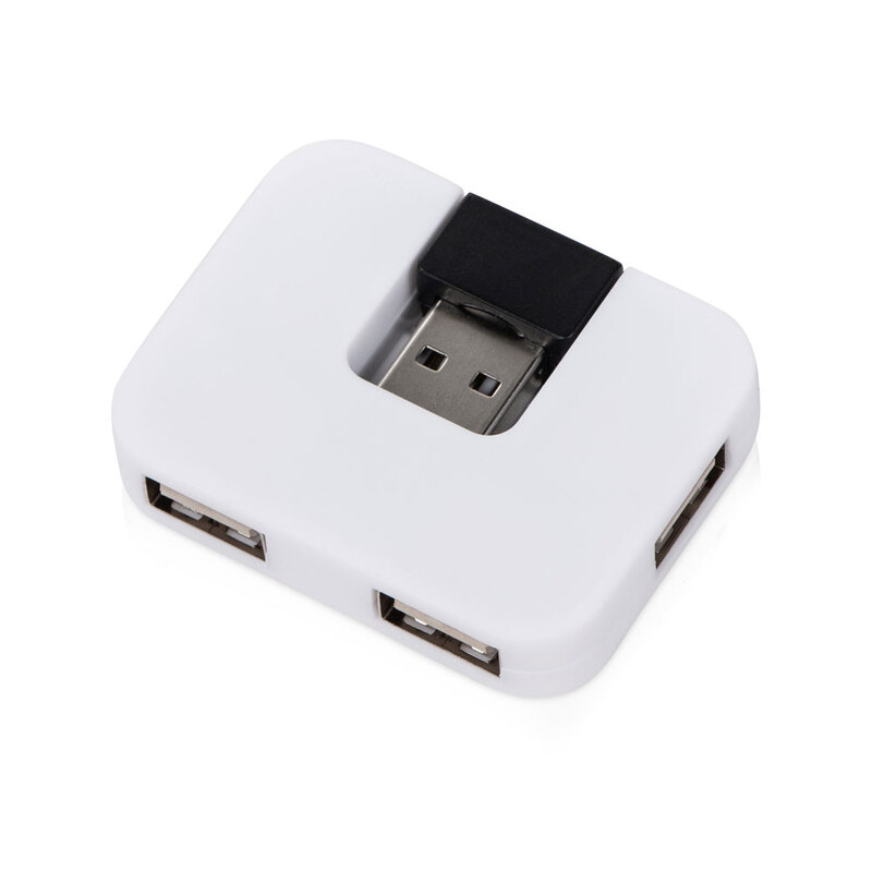 USB Hub "Gaia" на 4 порта, белый с логотипом