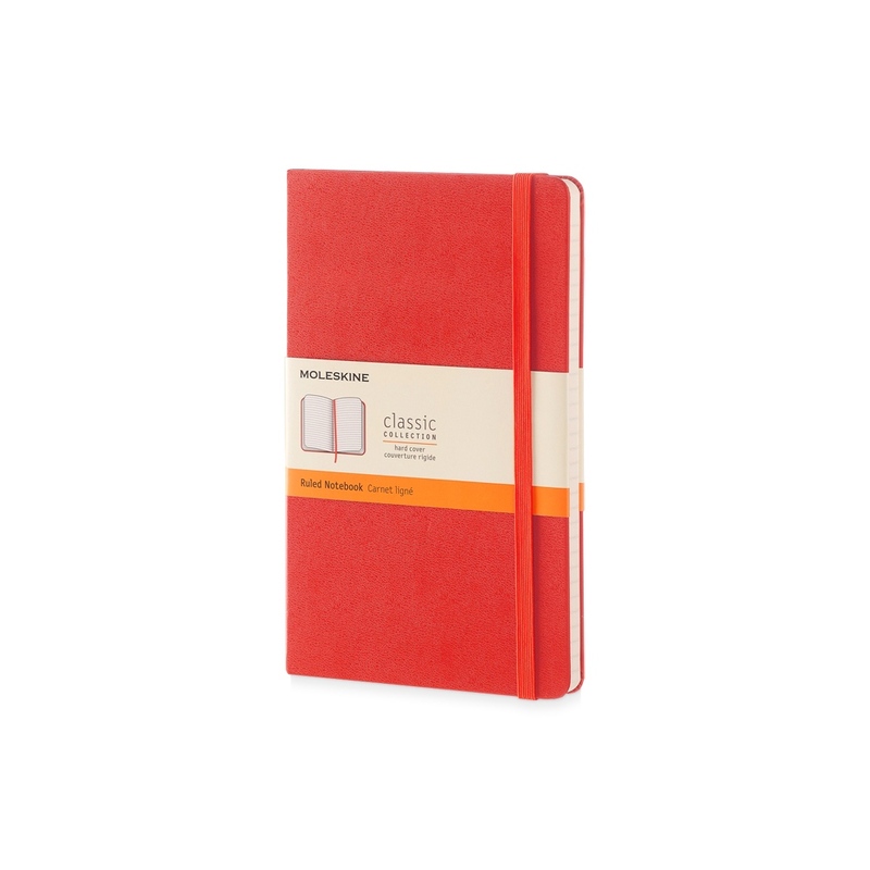 Записная книжка Moleskine Classic (в линейку) в твердой обложке, Large (13х21см), красный с логотипом