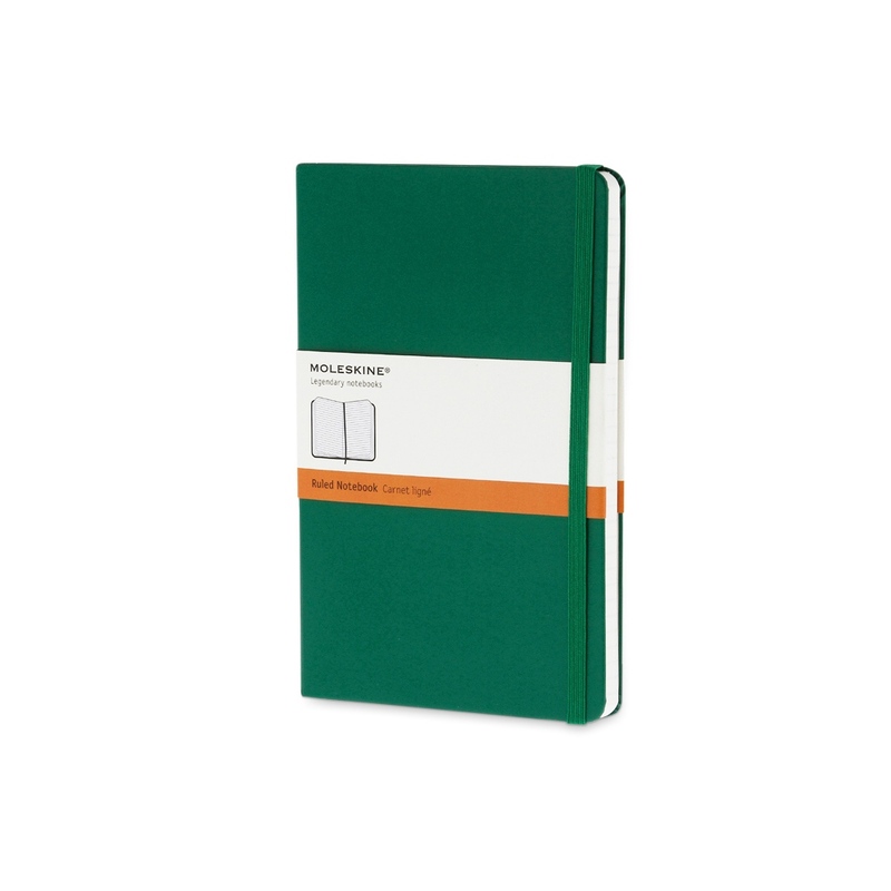 Записная книжка Moleskine Classic (в линейку) в твердой обложке, Large (13х21см), зеленый с логотипом
