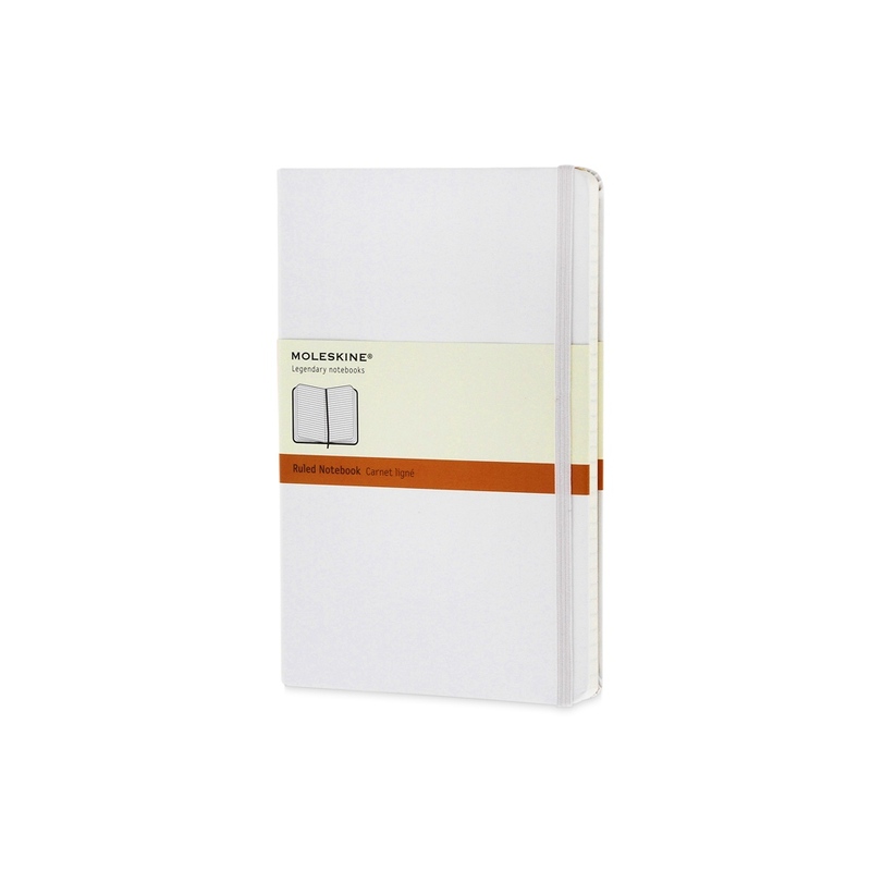 Записная книжка Moleskine Classic (в линейку) в твердой обложке, Large (13х21см), белый с логотипом
