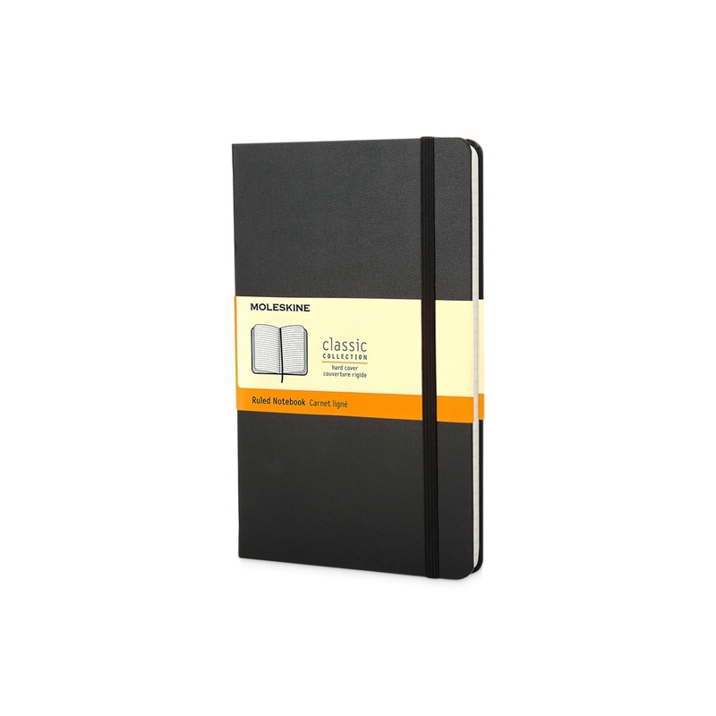 Записная книжка Moleskine Classic (в линейку) в твердой обложке, Large (13х21см), черный с логотипом