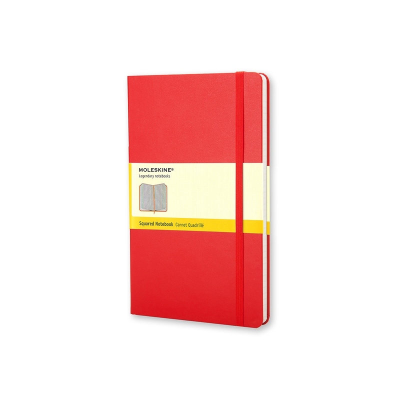 Записная книжка Moleskine Classic (в клетку) в твердой обложке, Large (13х21см), красный с логотипом