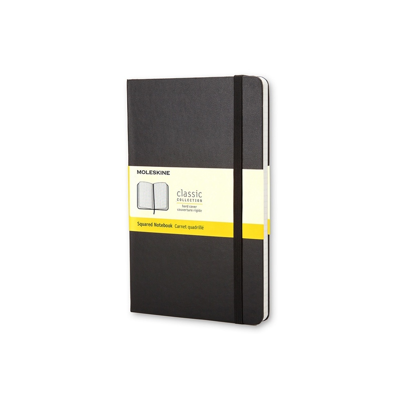 Записная книжка Moleskine Classic (в клетку) в твердой обложке, Large (13х21см), черный с логотипом