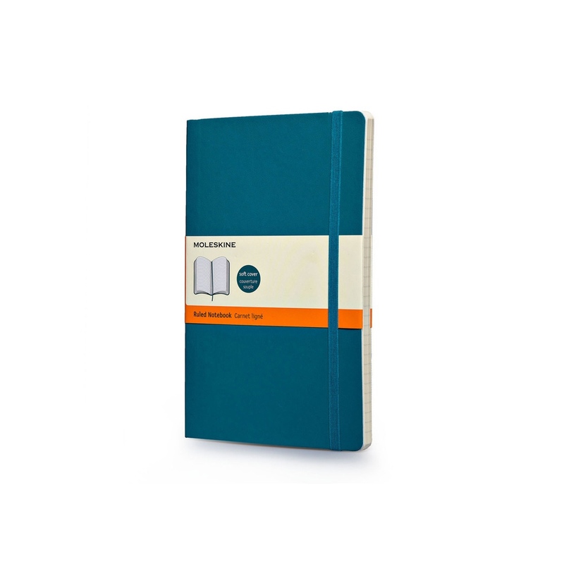 Записная книжка Moleskine Classic Soft (в линейку), Large (13х21см), бирюзовый с логотипом