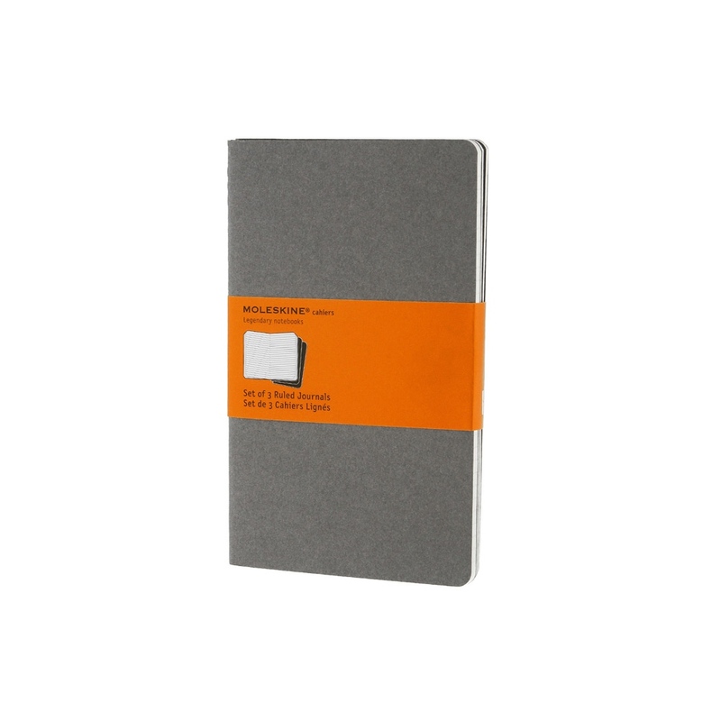 Записная книжка Moleskine Cahier (в линейку, 3 шт.), Large (13х21см), серый с логотипом