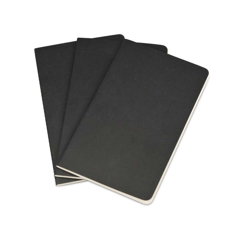 Записная книжка Moleskine Cahier (нелинованный, 3 шт.), Large (13х21см), черный с логотипом