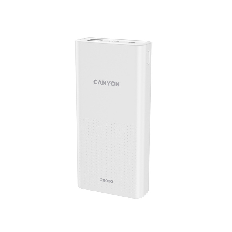 Портативный аккумулятор Canyon PB-2001 (CNE-CPB2001W), белый с логотипом