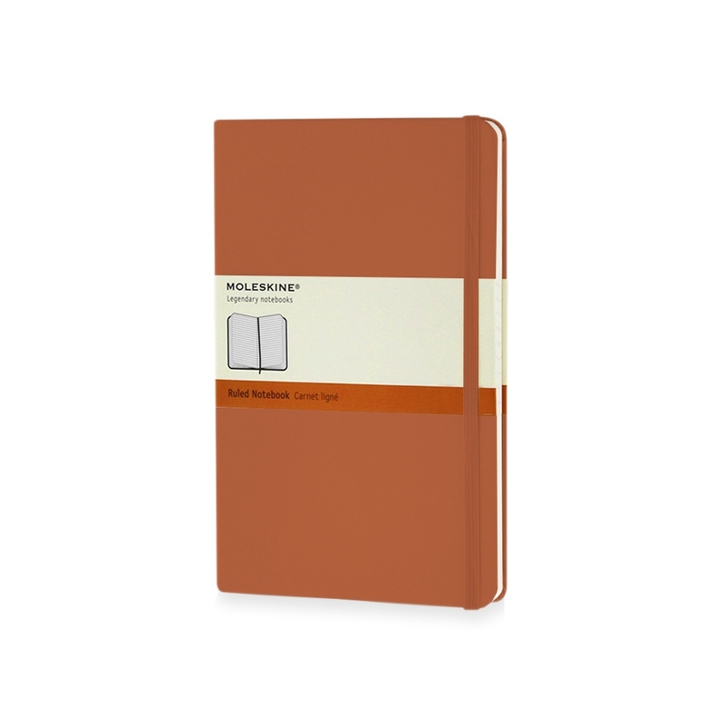 Записная книжка Moleskine Classic (в линейку) в твердой обложке, Large (13х21см), оранжевый коралл с логотипом