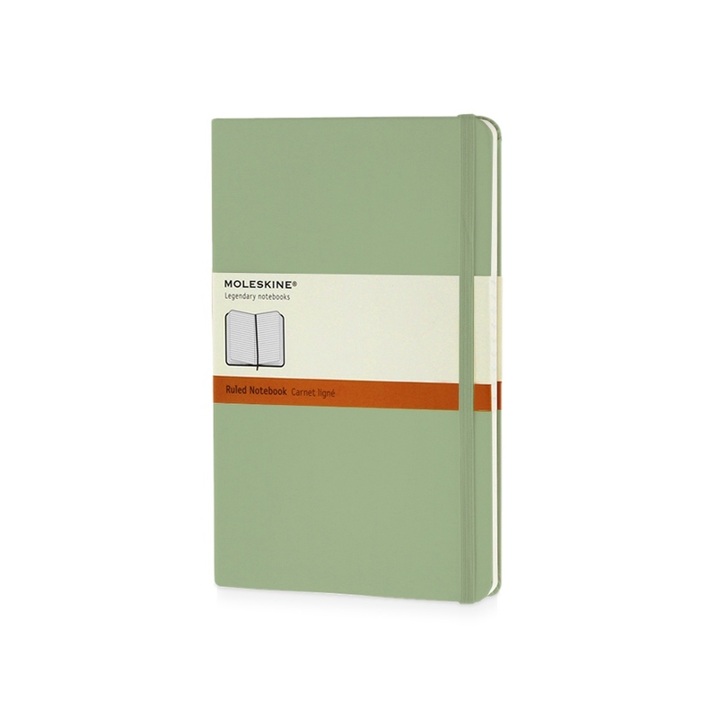 Записная книжка Moleskine Classic (в линейку) в твердой обложке, Large (13х21см), фисташковый с логотипом