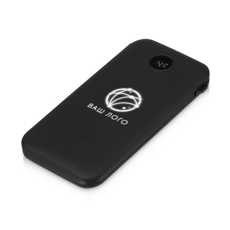 Внешний беспроводной аккумулятор с подсветкой лого «Astro», 10000 mAh, черный с логотипом